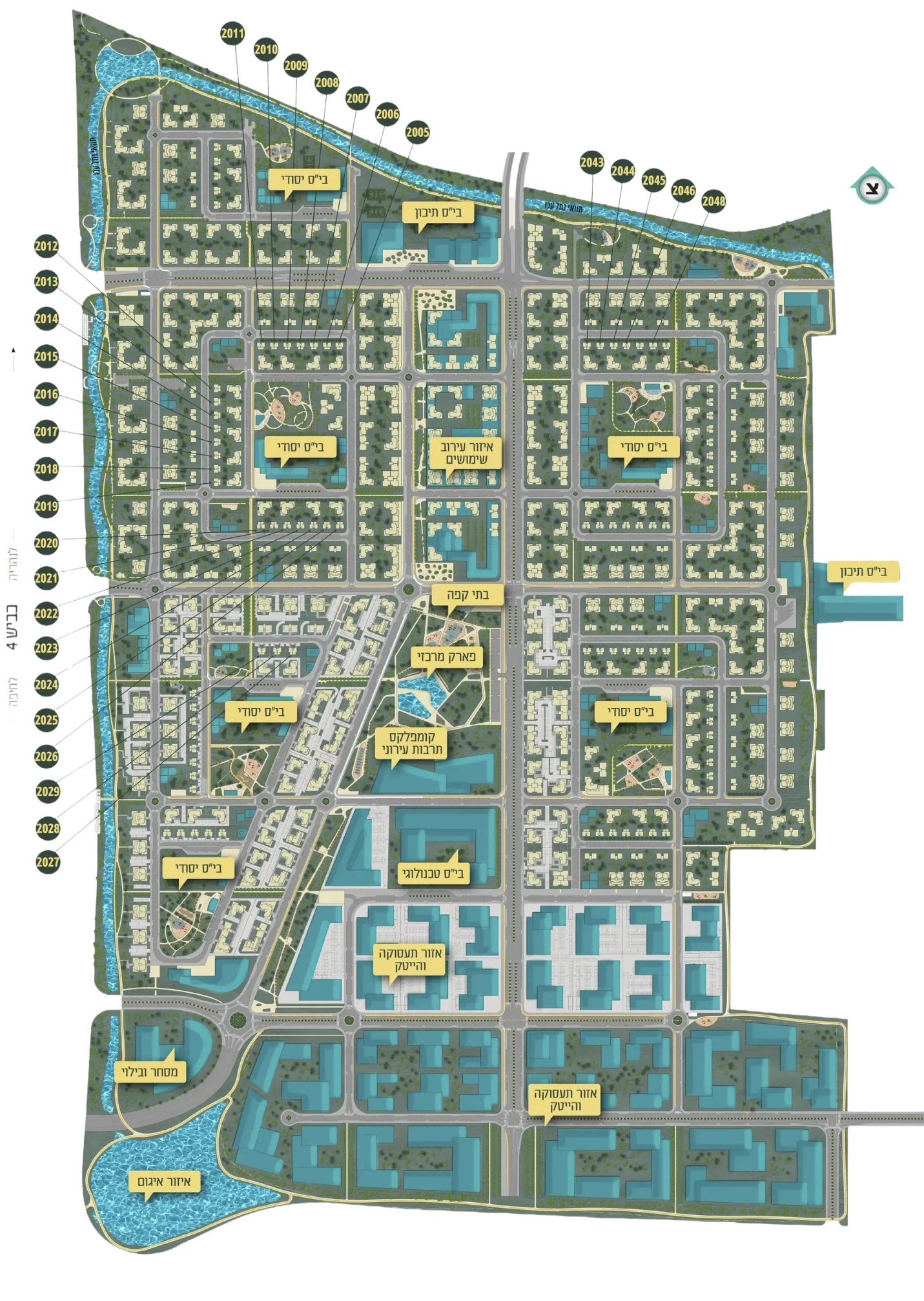 מפת השכונה והמגרשים המוצעים